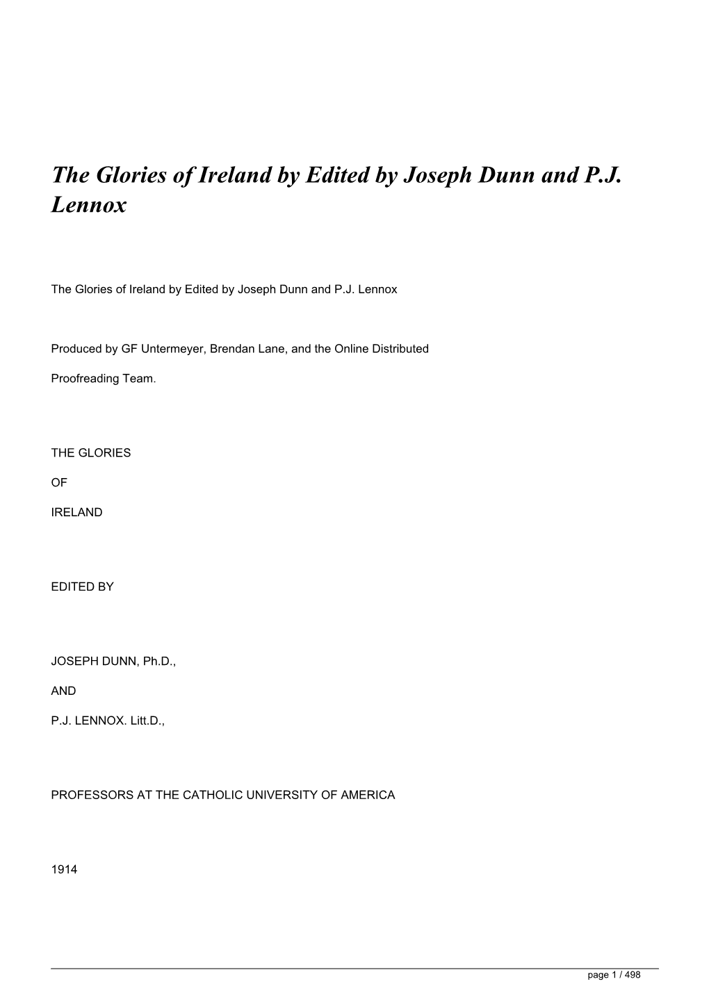 &lt;H1&gt;The Glories of Ireland by Edited by Joseph