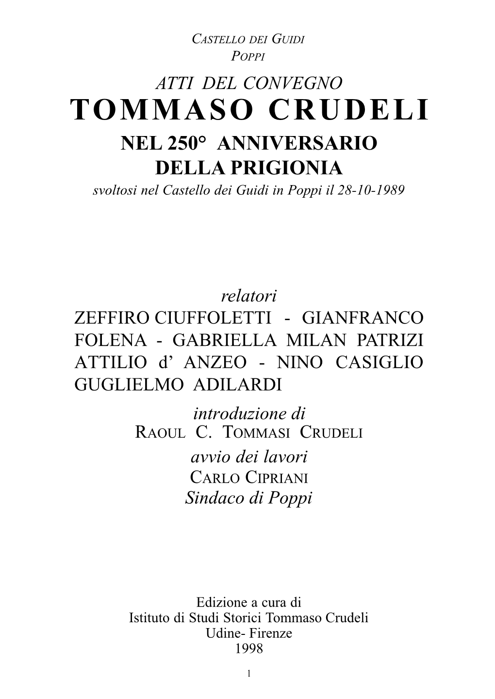 Aspetti Della Poesia Di Tommaso Crudeli