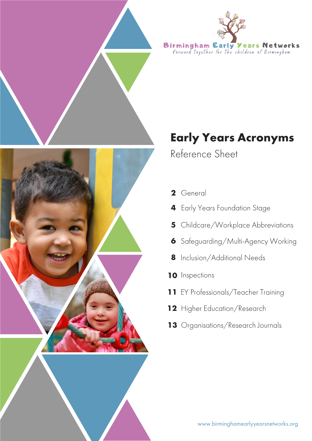 Early Years Acronyms Reference Sheet