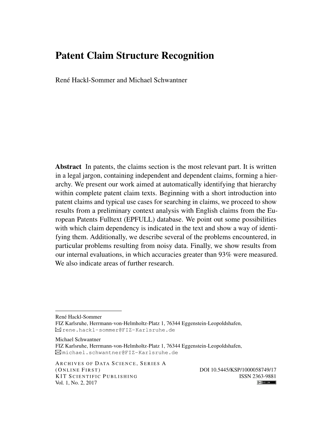 Patent Claim Structure Recognition