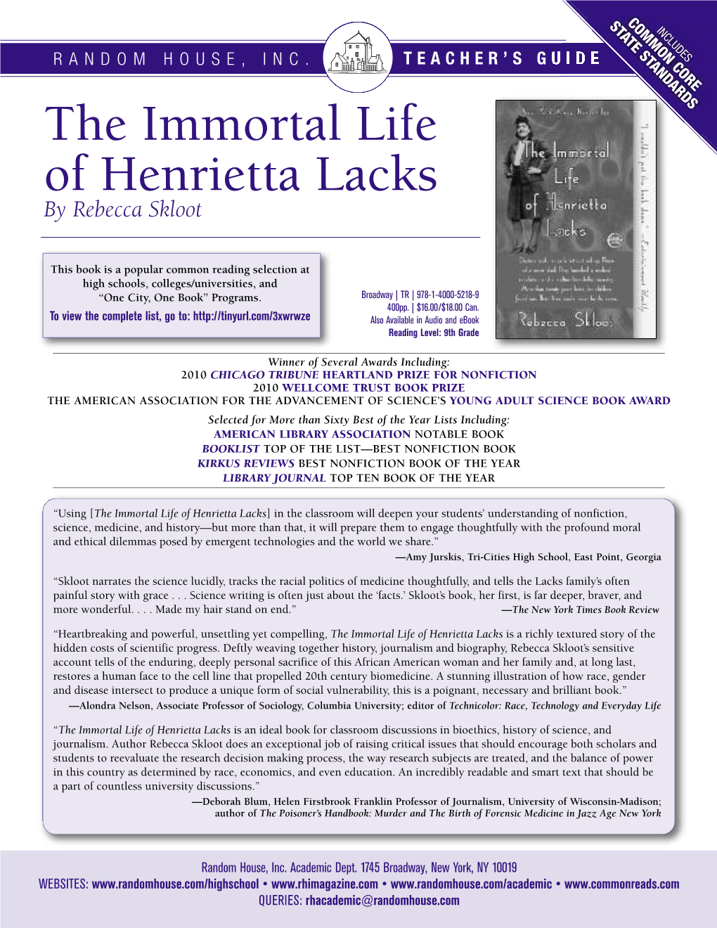 The Immortal Life of Henrietta Lacks by Rebecca Skloot