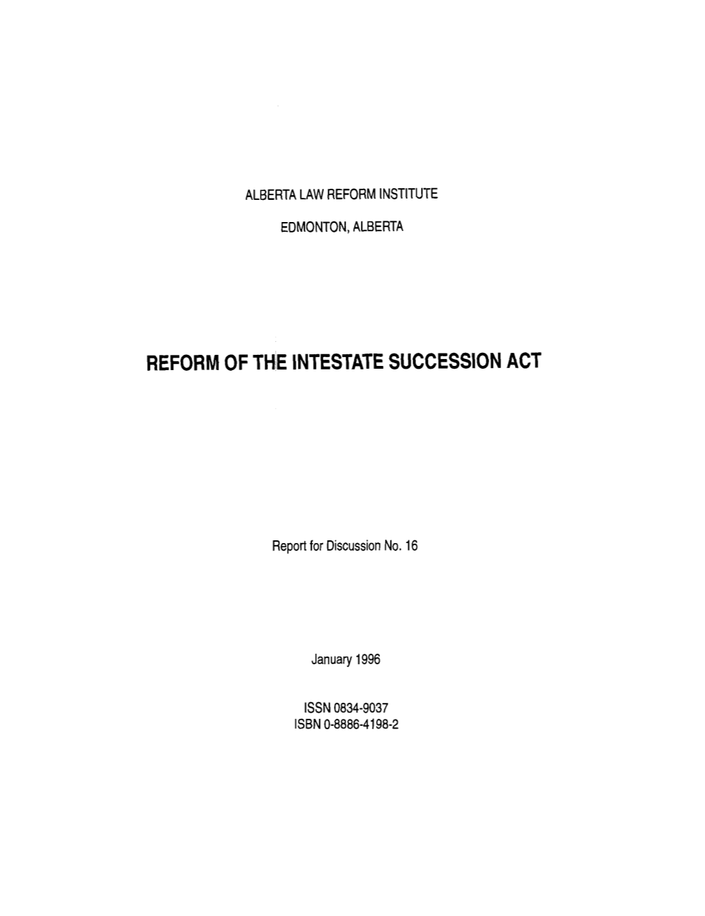 Reform of the Intestate Succession Act