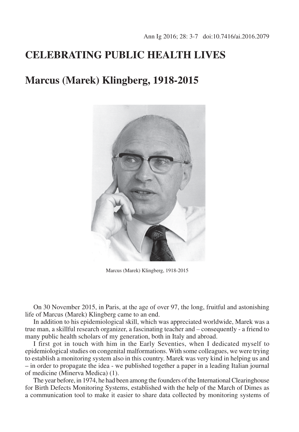 (Marek) Klingberg, 1918-2015