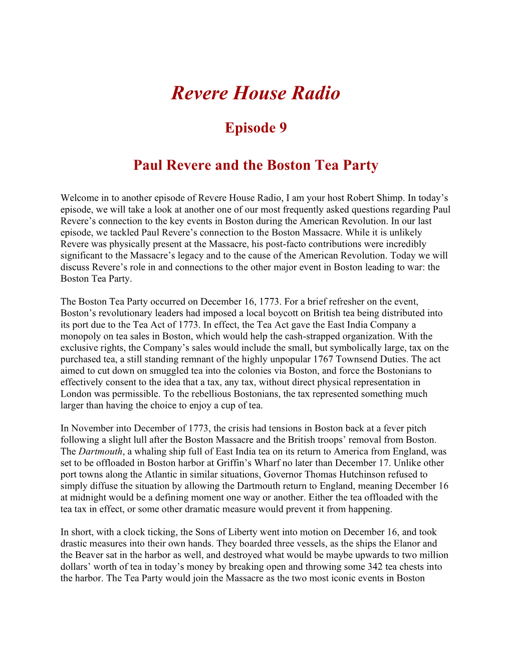 Paul Revere & the Boston Tea Party