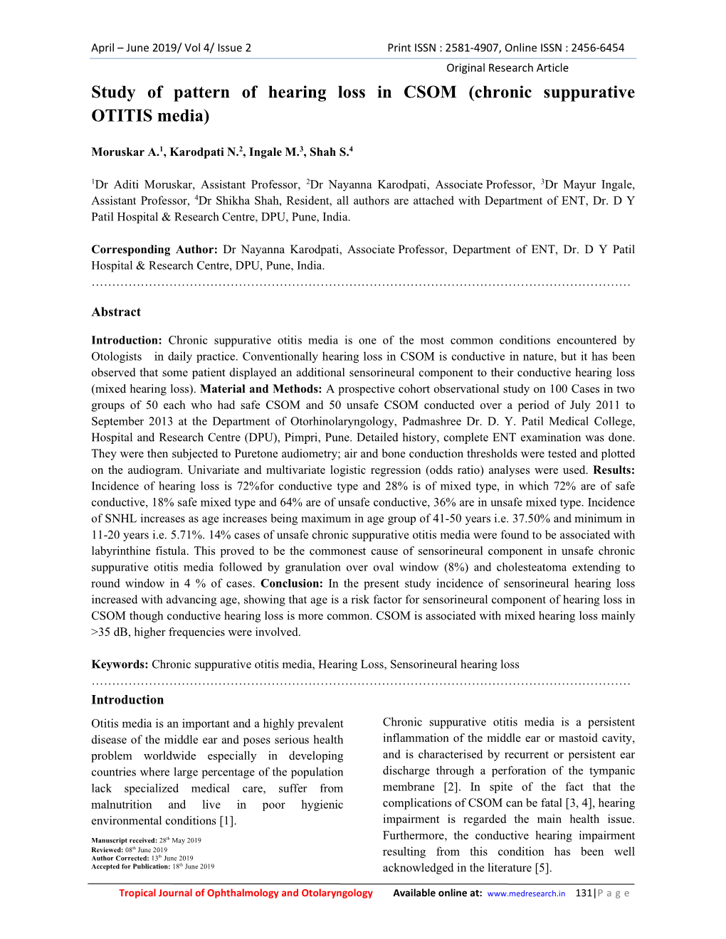 Chronic Suppurative OTITIS Media)