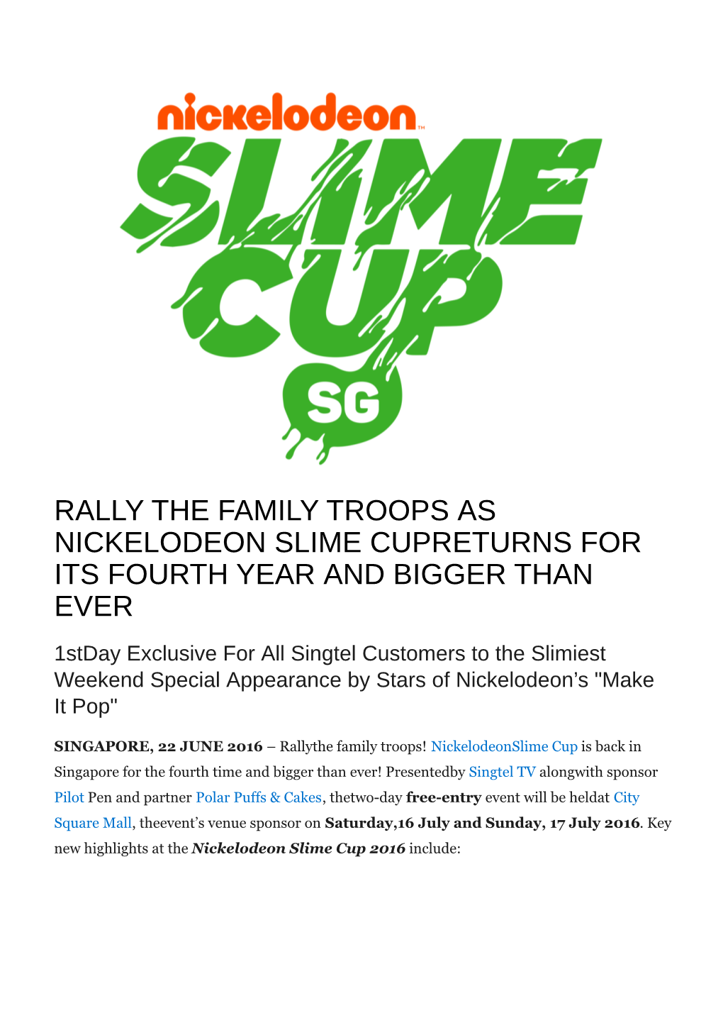 Rally the Family Troops As Nickelodeon Slime Cup Returns for Its Fourth Year and Bigger Than Ever