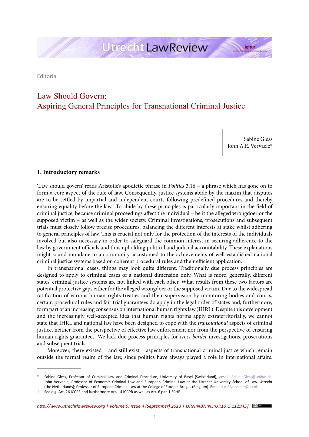 Aspiring General Principles for Transnational Criminal Justice