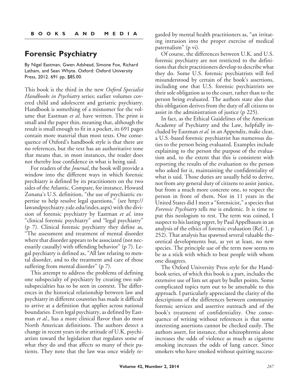 Forensic Psychiatry of Course, the Differences Between U.K