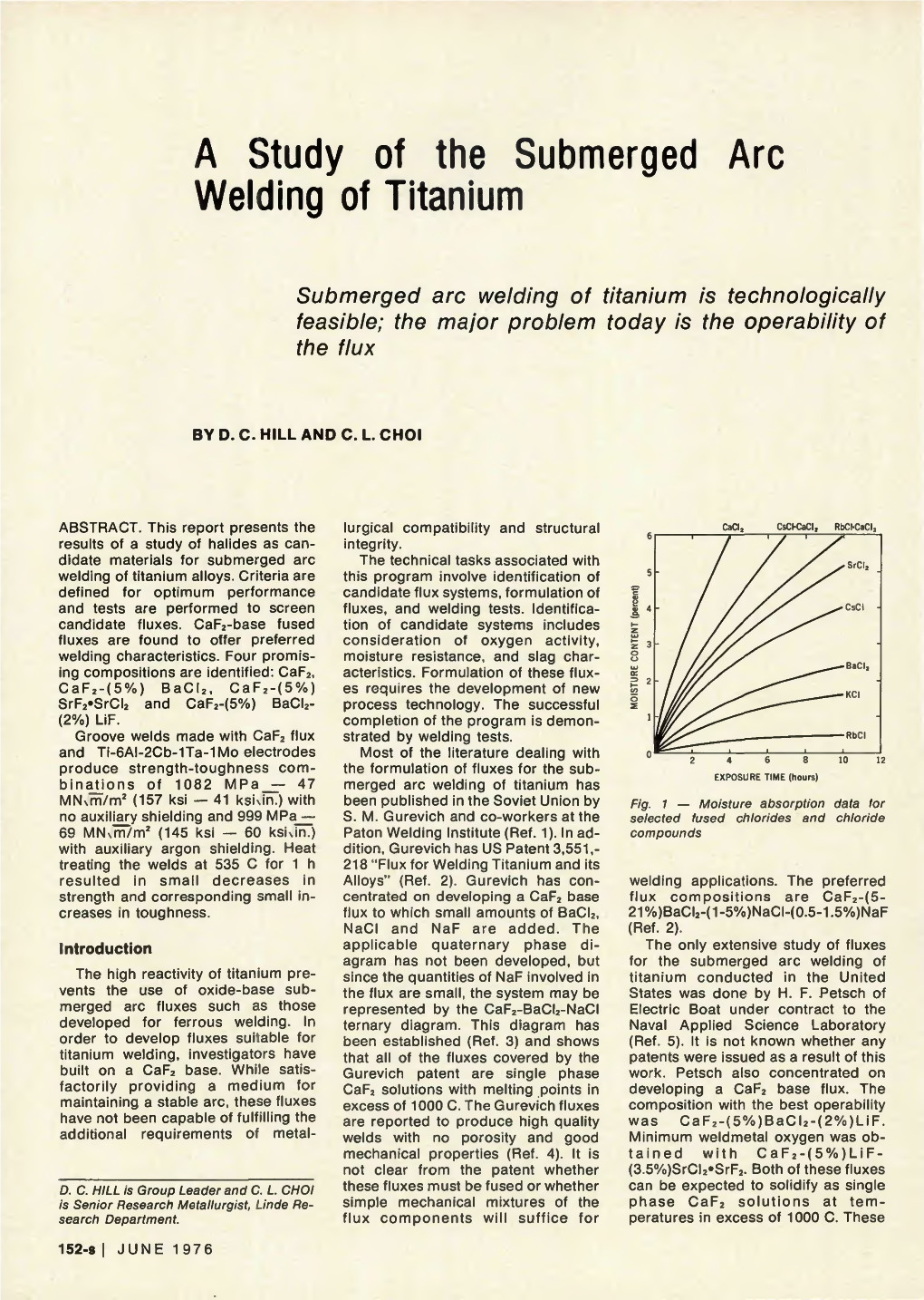 A Study of the Submerged Arc Welding of Titanium