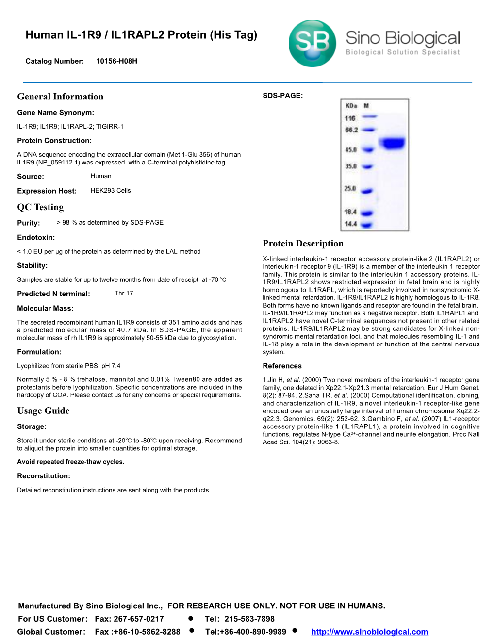 Human IL-1R9 / IL1RAPL2 Protein (His Tag)