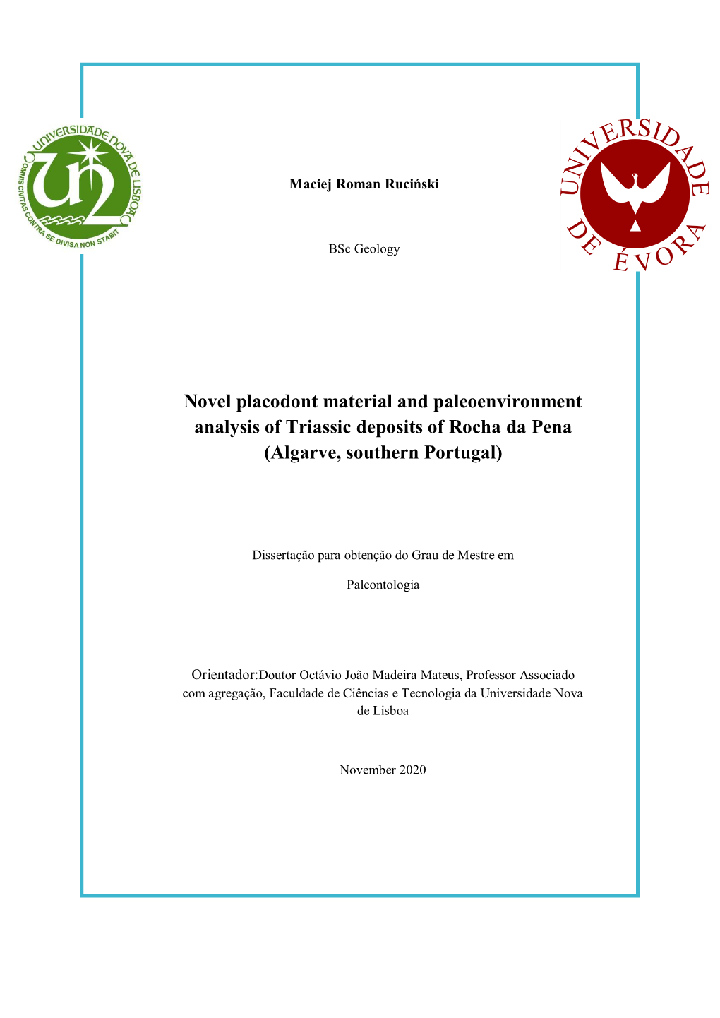 Novel Placodont Material and Paleoenvironment Analysis of Triassic Deposits of Rocha Da Pena (Algarve, Southern Portugal)