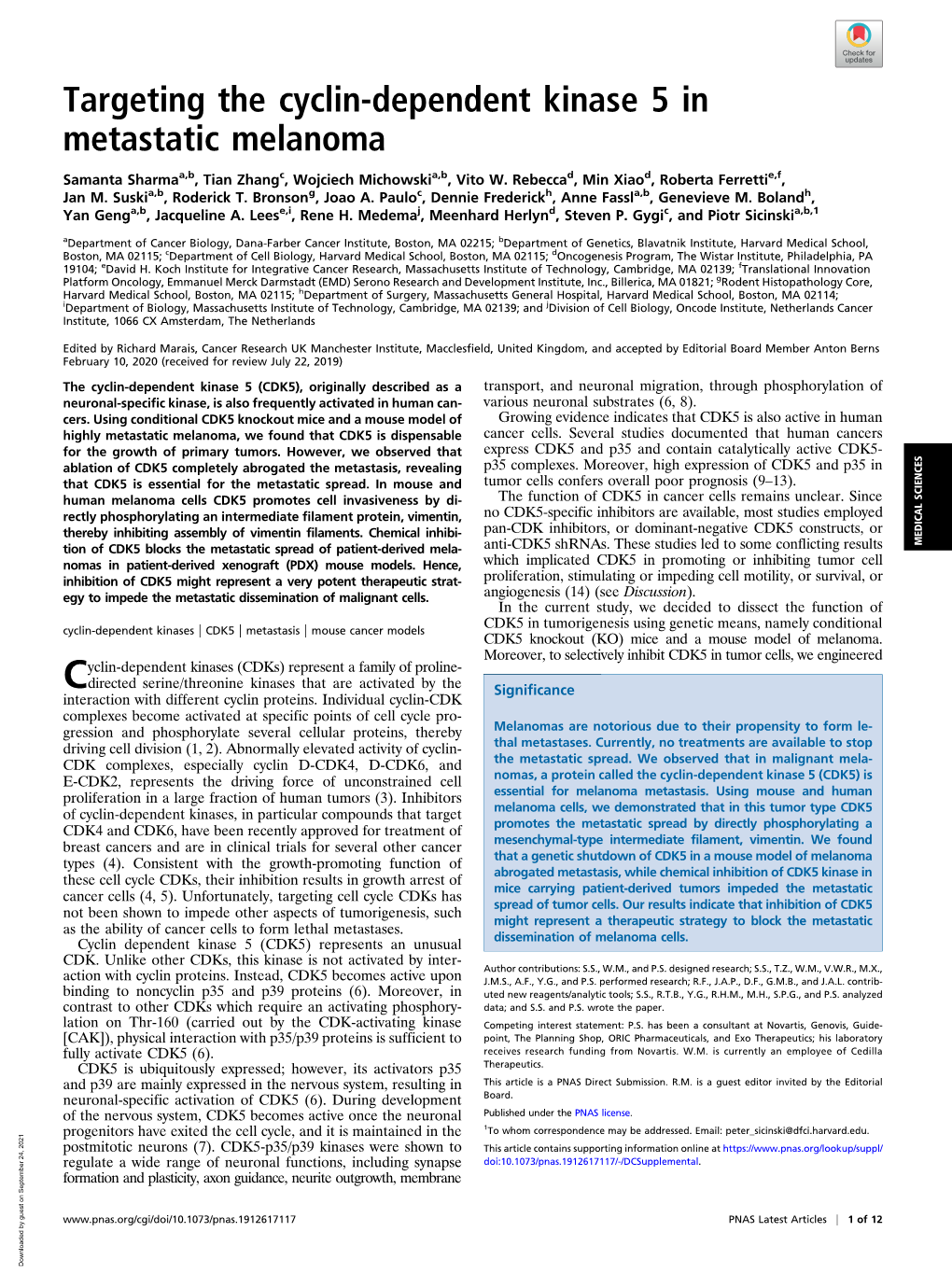 Targeting the Cyclin-Dependent Kinase 5 in Metastatic Melanoma