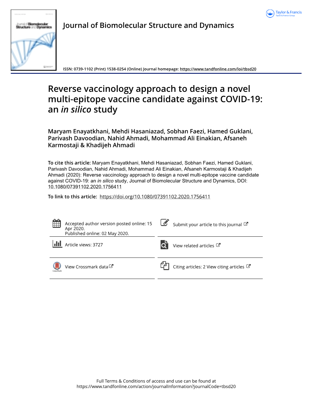 Reverse Vaccinology Approach to Design a Novel Multi-Epitope Vaccine Candidate Against COVID-19: an in Silico Study