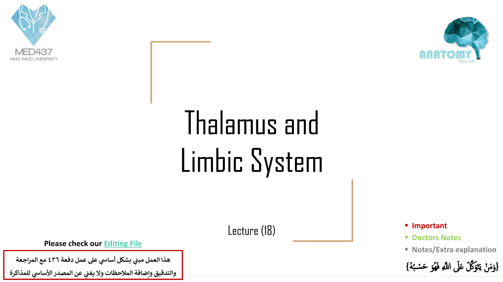 Thalamus and Limbic System