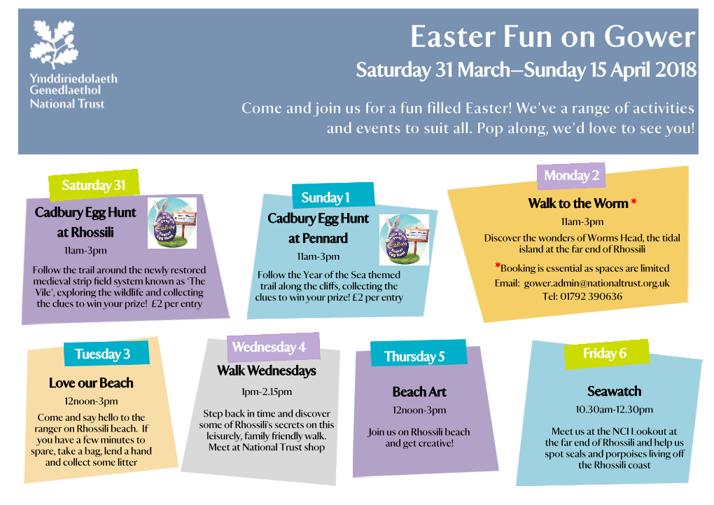 Easter Fun on Gower Saturday 31 March—Sunday 15 April 2018