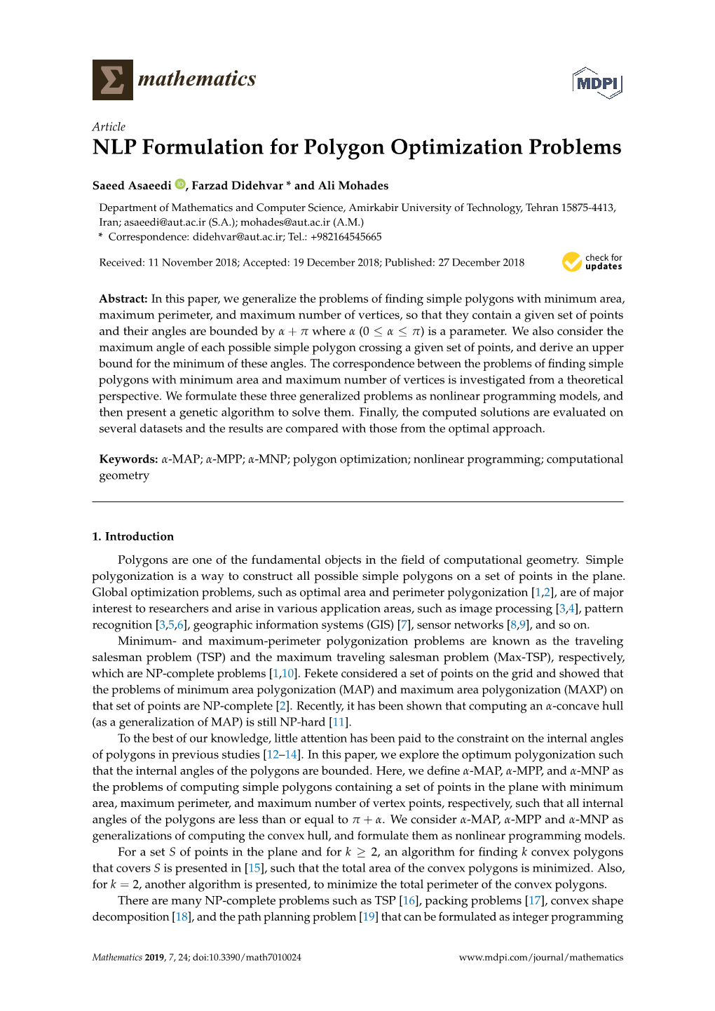 NLP Formulation for Polygon Optimization Problems