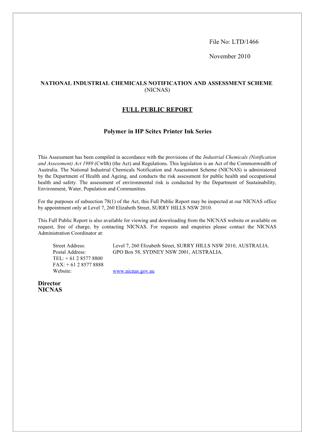 National Industrial Chemicals Notification and Assessment Scheme s31