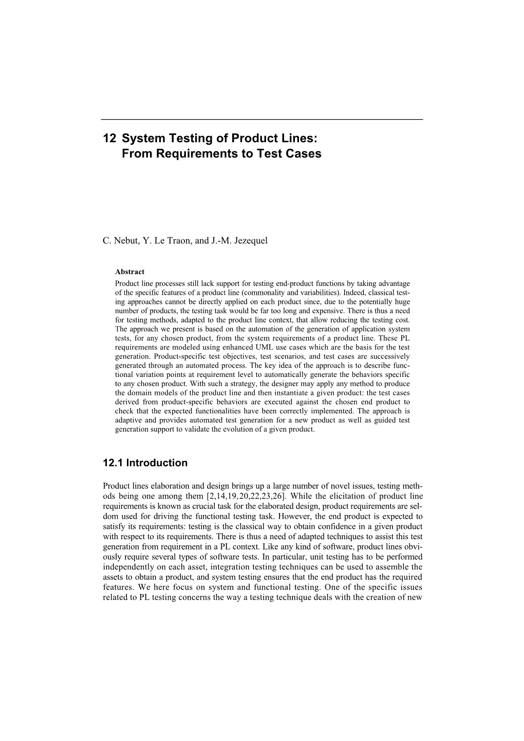 12 System Testing of Product Lines: from Requirements to Test Cases