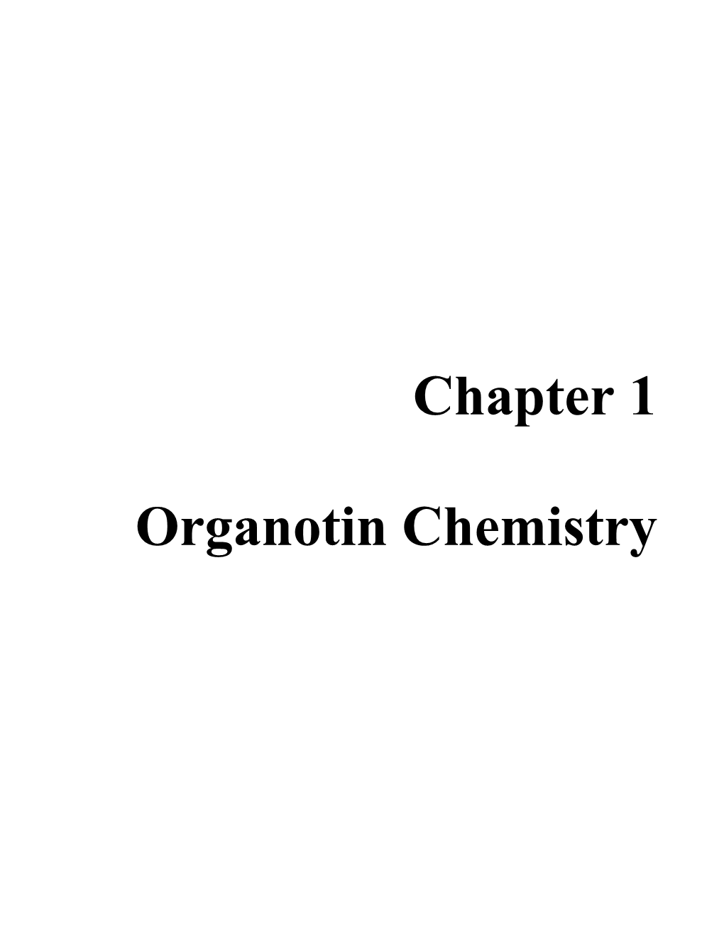 Chapter 1 Organotin Chemistry