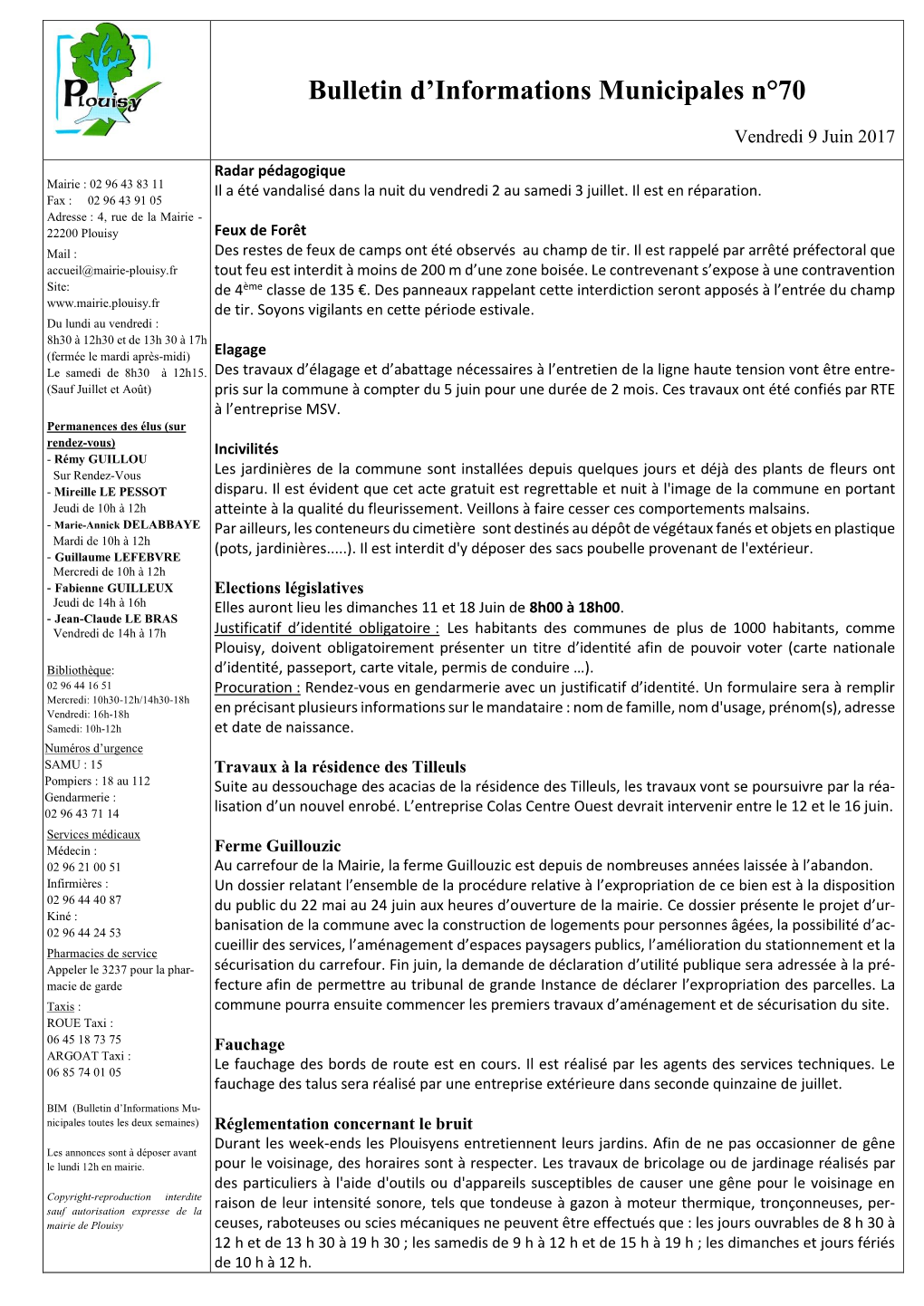 Bulletin D'informations Municipales N°70