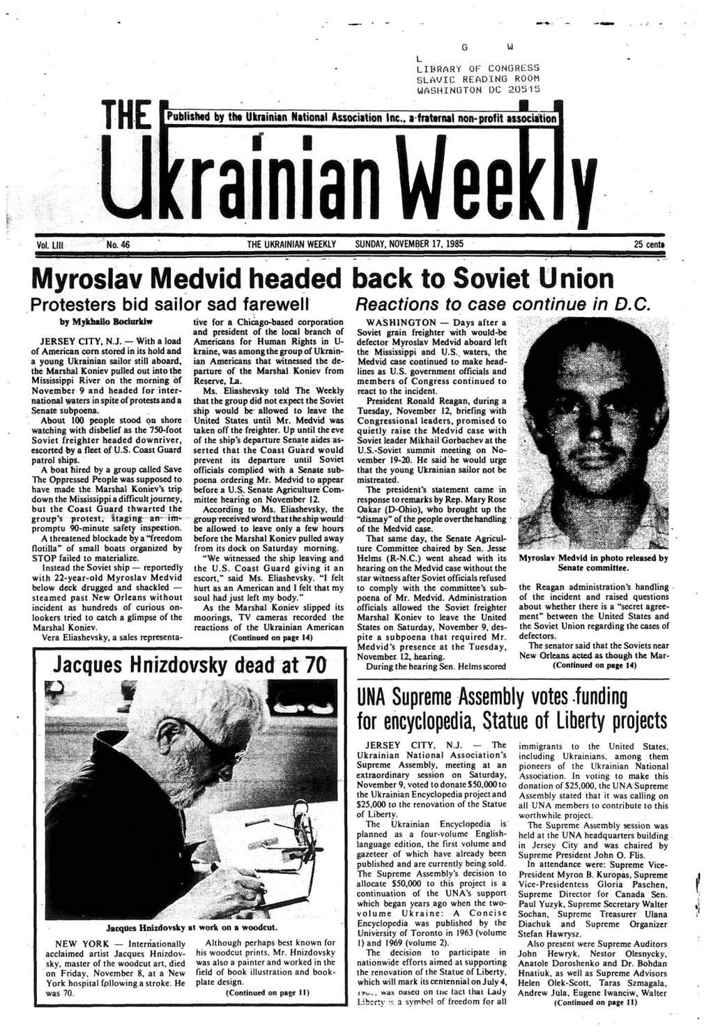 The Ukrainian Weekly 1985, No.46