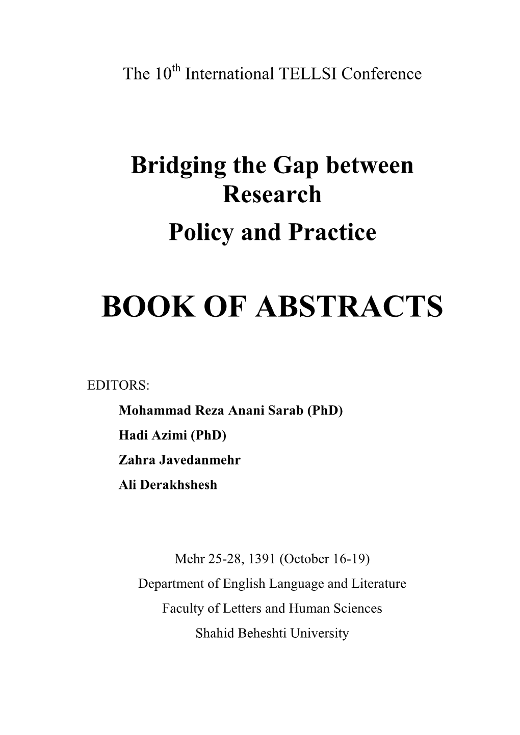 Book of Abstracts