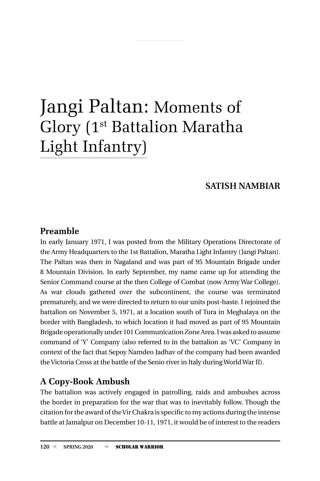 Jangi Paltan: Moments of Glory (1St Battalion Maratha Light Infantry)