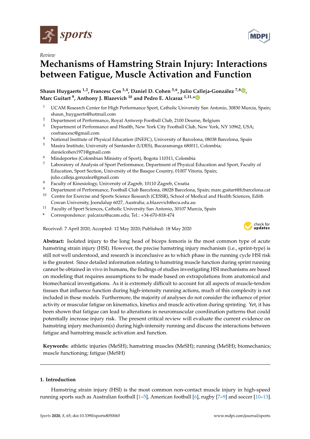 Mechanisms of Hamstring Strain Injury: Interactions Between Fatigue, Muscle Activation and Function