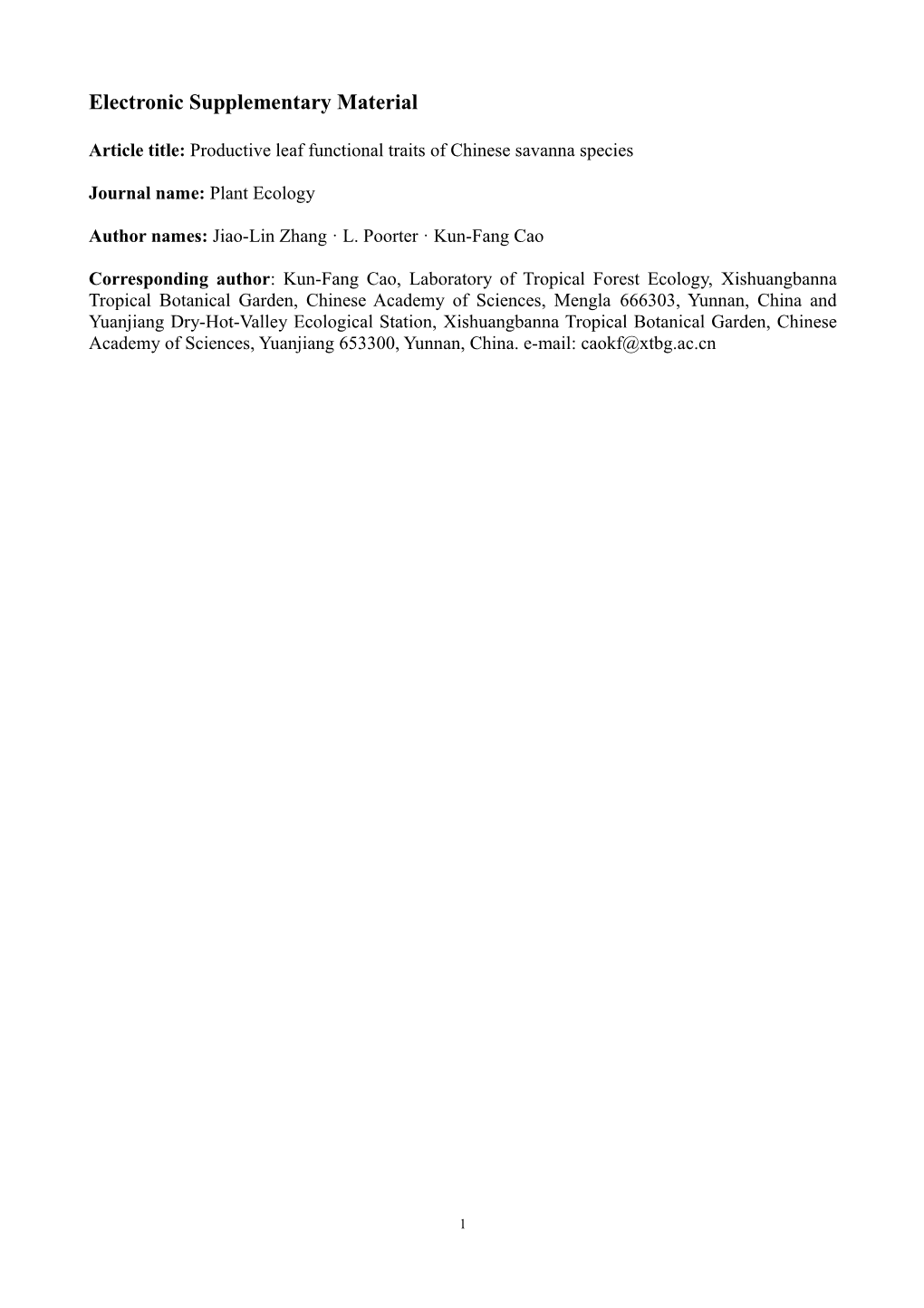 Table 1 Climatic and Soil Characteristics of the Four Study Vegetations