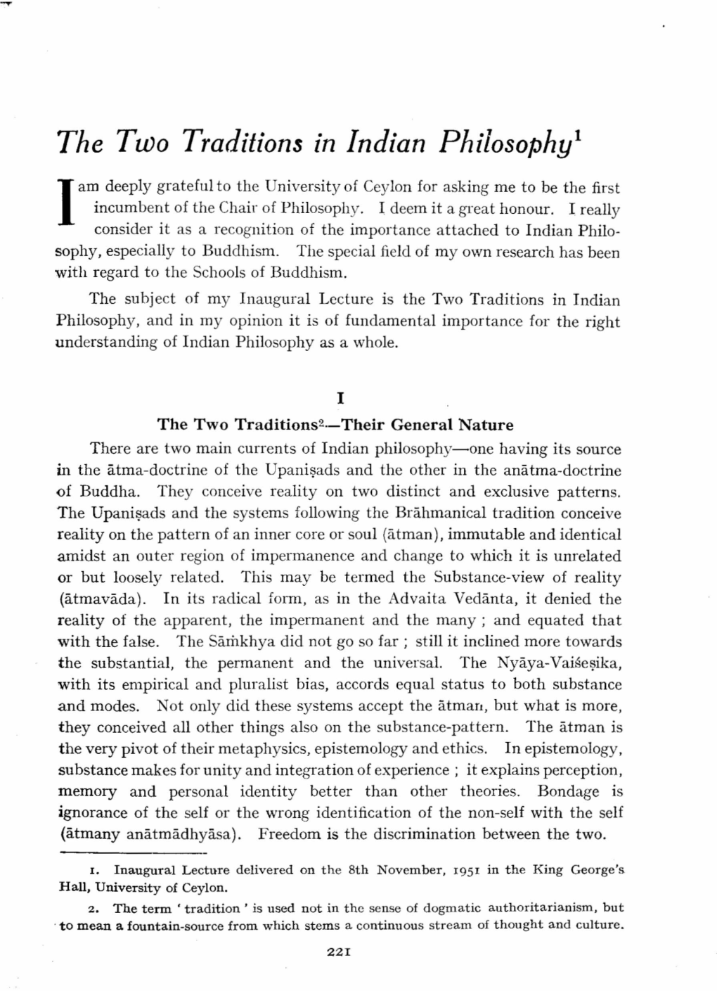 The Two Traditions in Indian Philosophy! to Have Been Prescription Under the Old Law: See Section 4 of This Chapter (Hayley, P