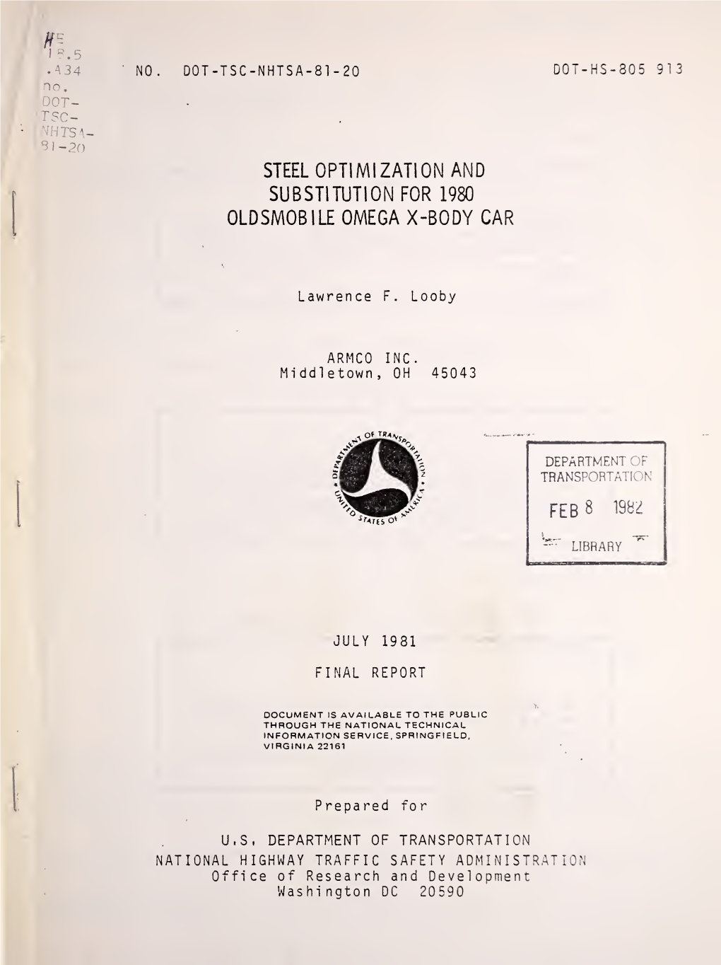 Steel Optimization and Substitution for 1980 Oldsmobile Omega X-Body Car