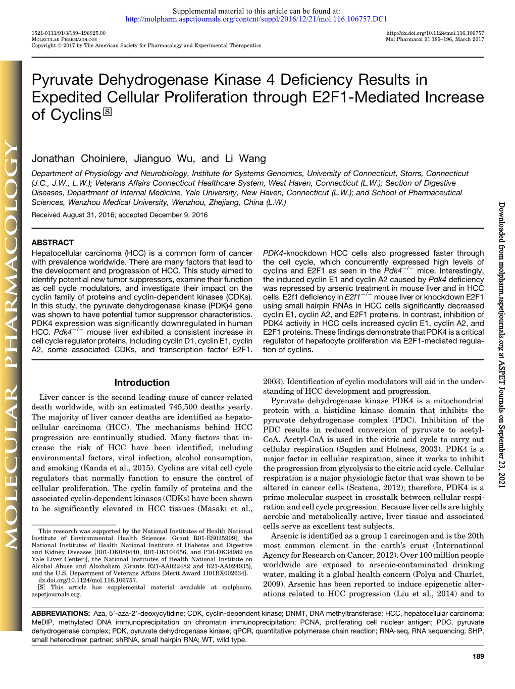 Pyruvate Dehydrogenase Kinase 4 Deficiency Results in Expedited Cellular Proliferation Through E2F1-Mediated Increase of Cyclins S