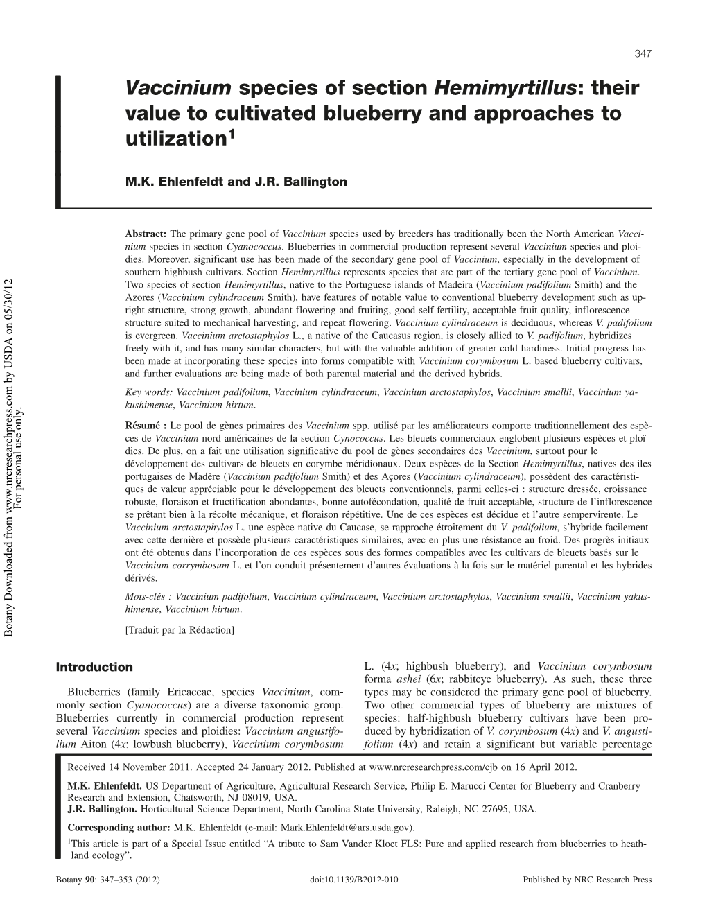 Vaccinium Species of Section Hemimyrtillus: Their Value to Cultivated Blueberry and Approaches to Utilization1