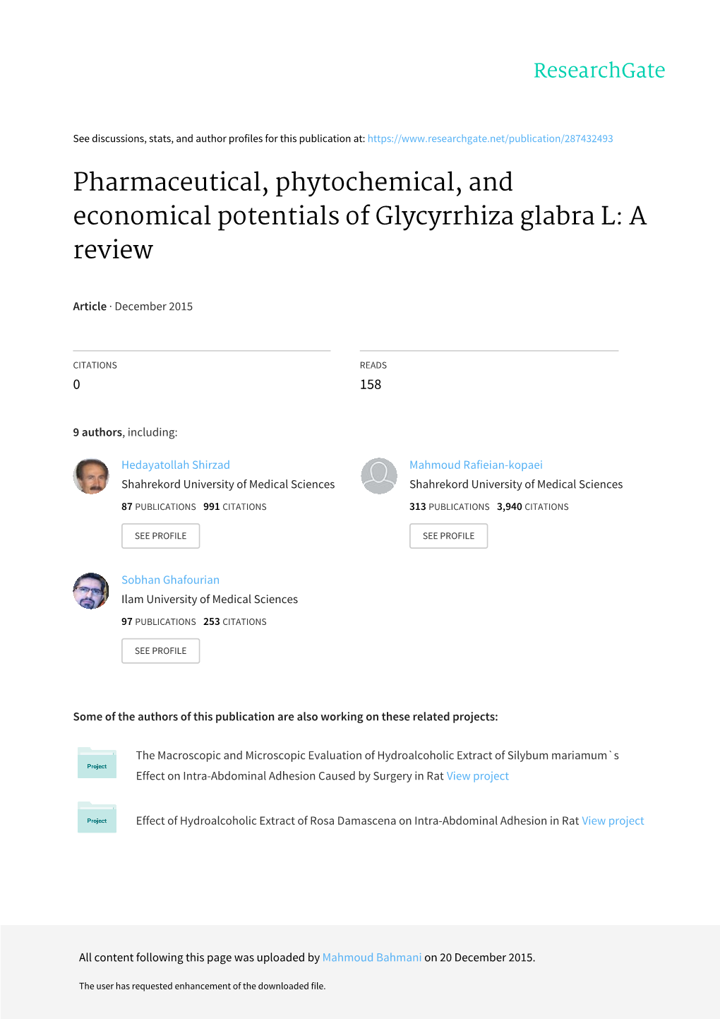 Pharmaceutical, Phytochemical, and Economical Potentials of Glycyrrhiza Glabra L: a Review