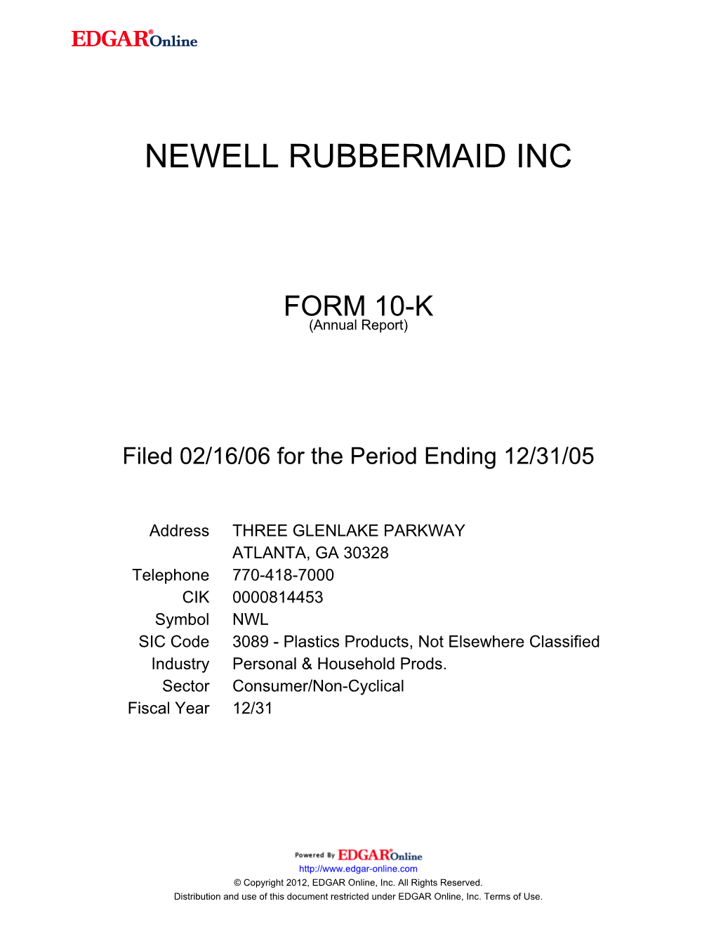 Newell Rubbermaid Inc