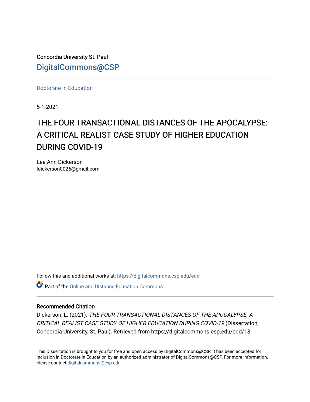 The Four Transactional Distances of the Apocalypse: a Critical Realist Case Study of Higher Education During Covid-19