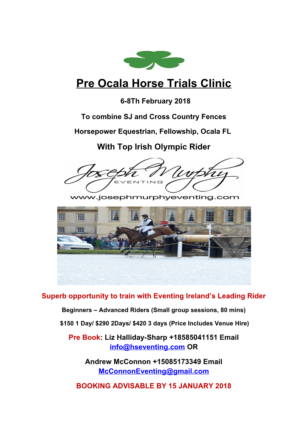 Pre Ocala Horse Trials Clinic 6-8Th February 2018