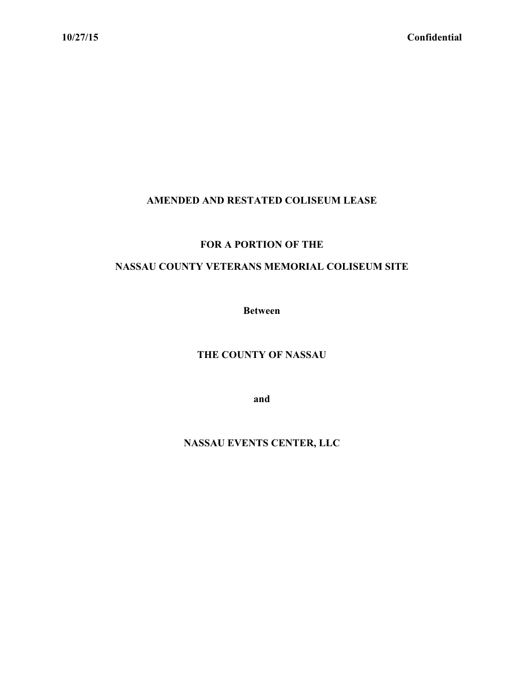 Lease for Nassau Coliseum