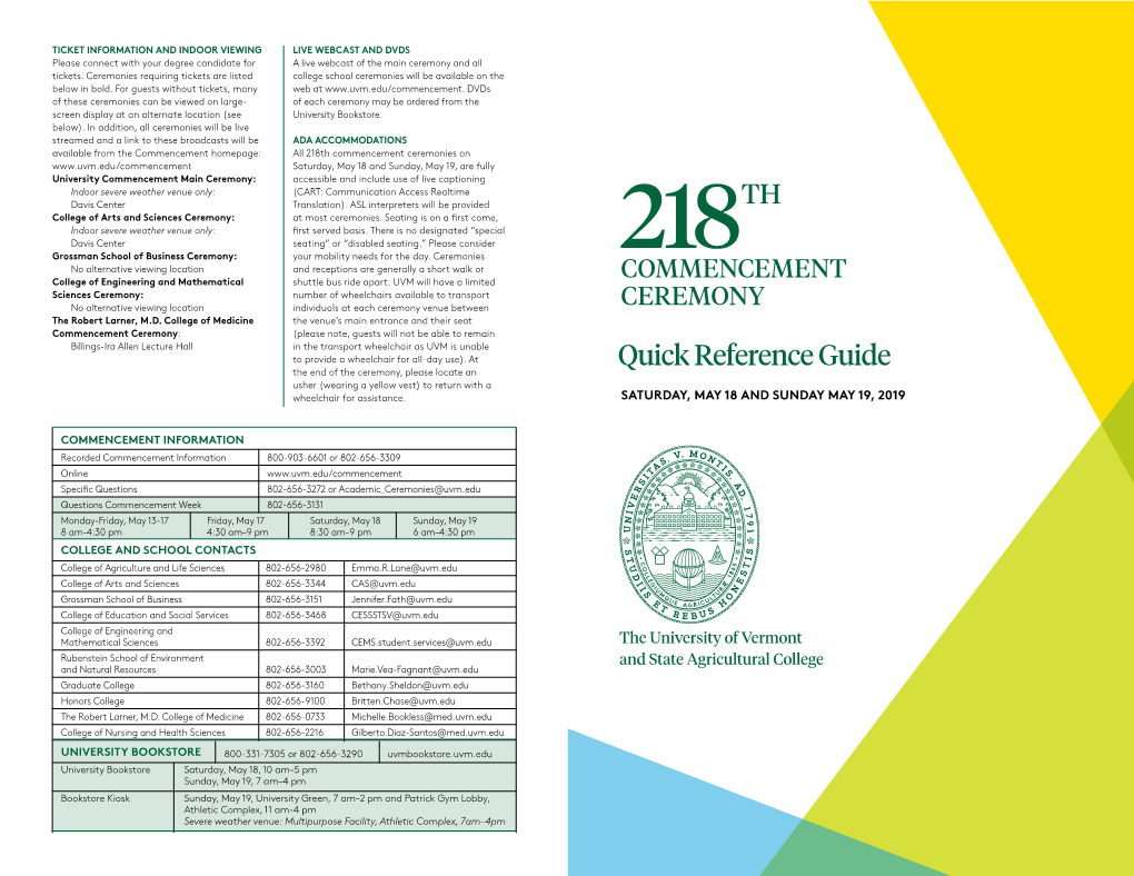 Commencement Parking Map and Quick