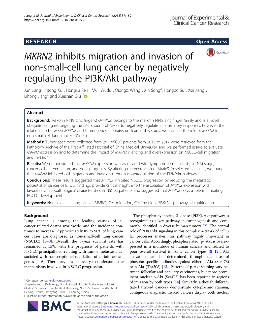 MKRN2 Inhibits Migration and Invasion of Non-Small-Cell Lung