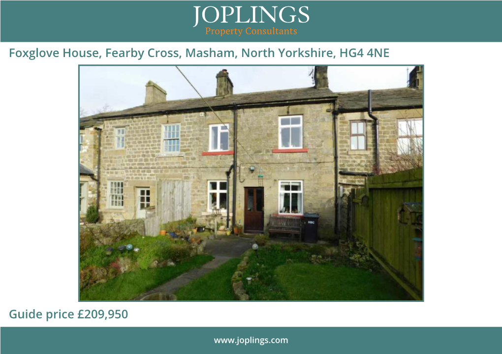 Foxglove House, Fearby Cross, Masham, North Yorkshire, HG4 4NE Guide Price £209,950