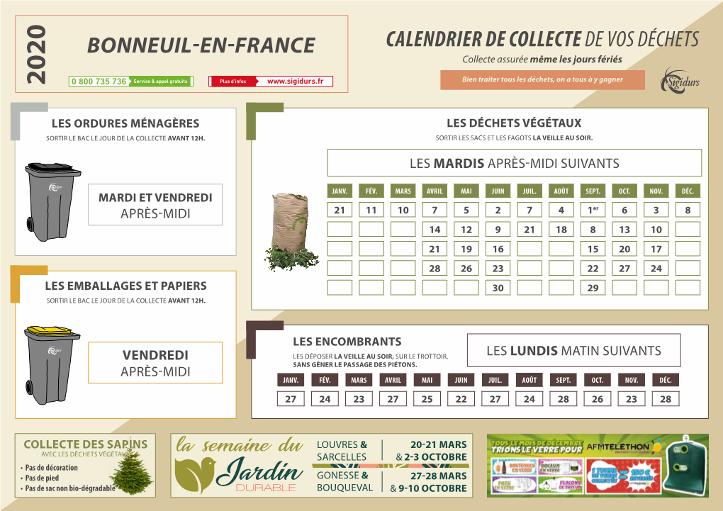 Calendrier De Collectede Vos Déchets Bonneuil-En