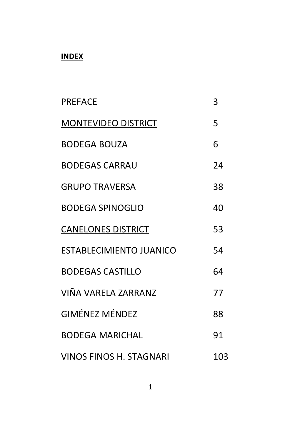 Preface 3 Montevideo District 5 Bodega Bouza 6