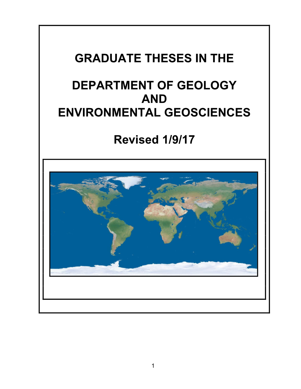 Graduate Theses in the Department of Geology And