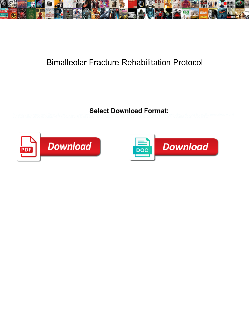 Bimalleolar Fracture Rehabilitation Protocol