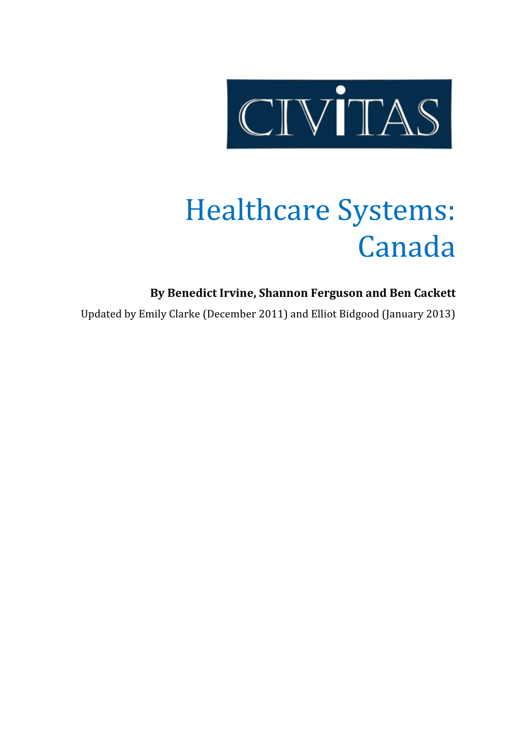 Healthcare Systems: Canada