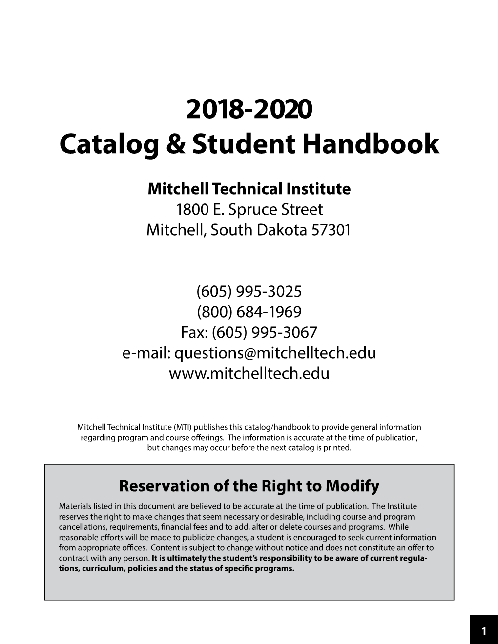 2018-2020 Catalog & Student Handbook