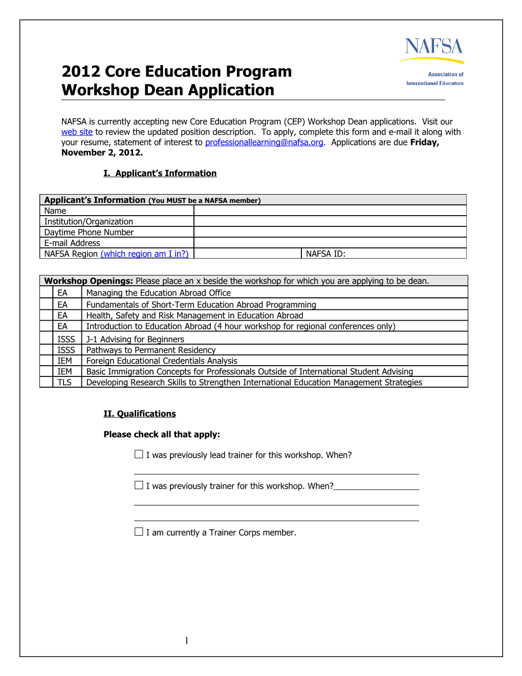 Volunteer Position Application Form