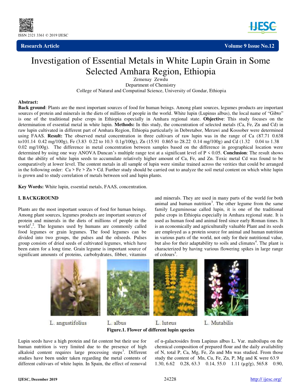 Investigation of Essential Metals in White Lupin Grain in Some