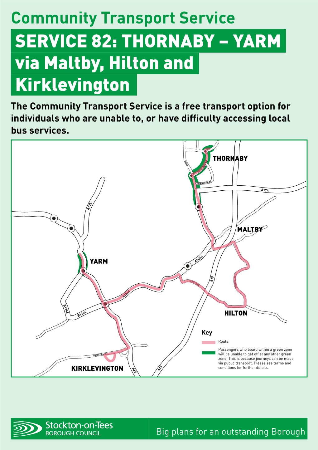 SERVICE 82: THORNABY – YARM Via Maltby, Hilton and Kirklevington